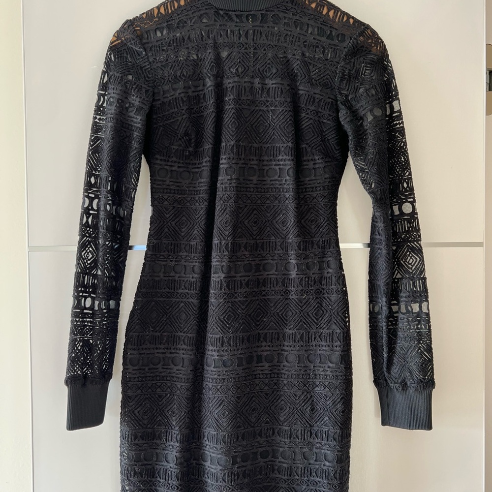 Guess Black Sheath Mini Dress with Cuffed Long Sleeves
